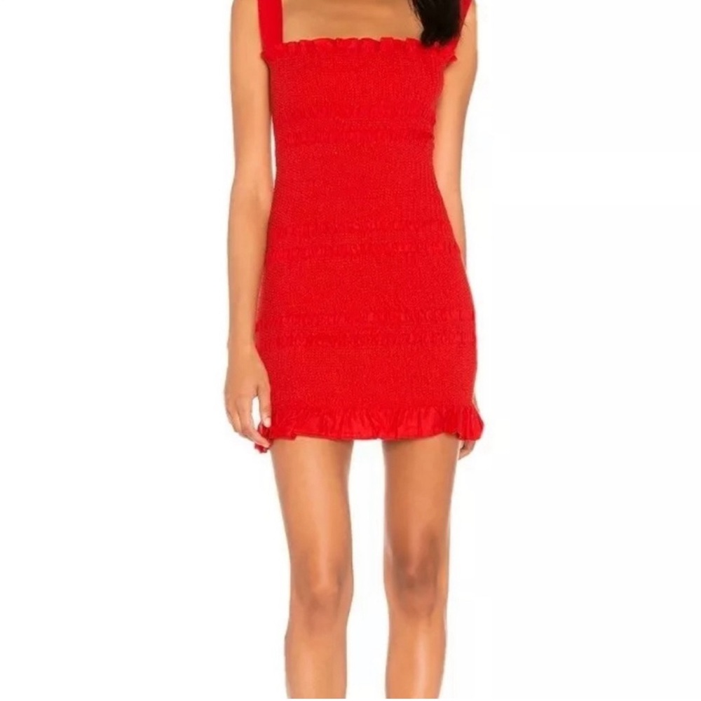 Capulet Red Smocked Mini Dress